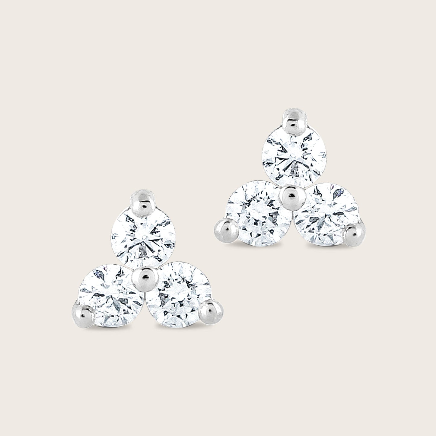 14k Gold Lab Grown Diamond Triplet Stud Earrings