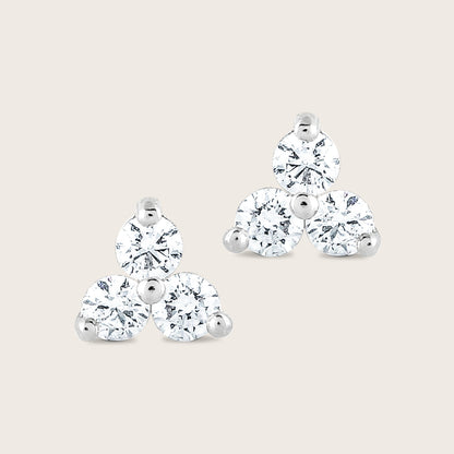 14k Gold Lab Grown Diamond Triplet Stud Earrings