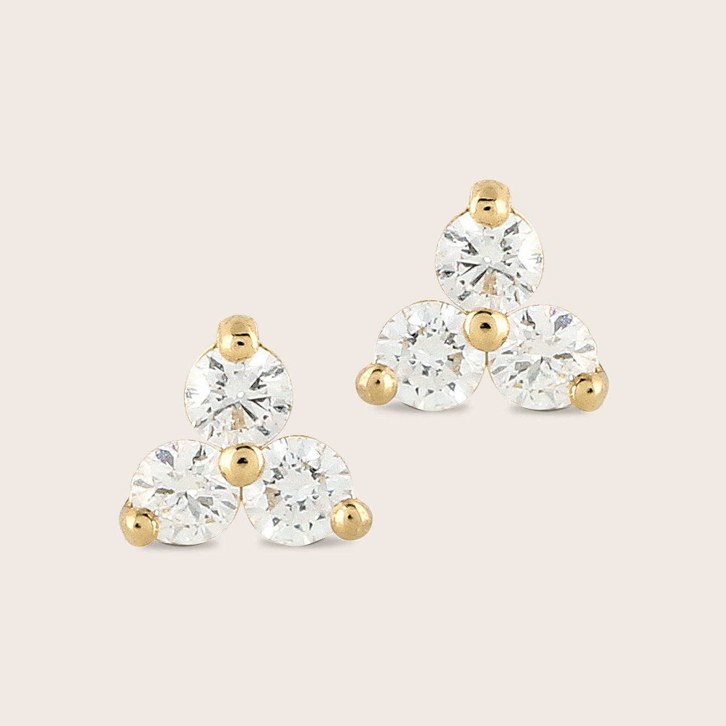 14k Gold Lab Grown Diamond Triplet Stud Earrings