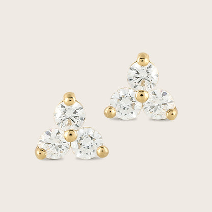 14k Gold Lab Grown Diamond Triplet Stud Earrings