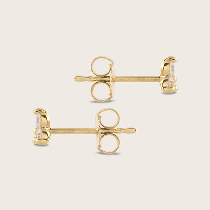 14k Gold Lab Grown Diamond Triplet Stud Earrings