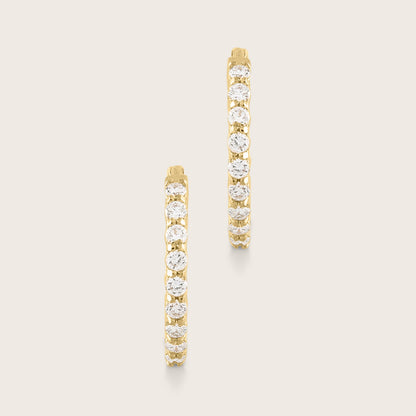 14k Yellow Gold Lab Grown Diamond Huggie Hoop Earrings