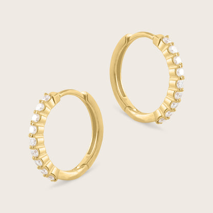 14k Yellow Gold Lab Grown Diamond Huggie Hoop Earrings