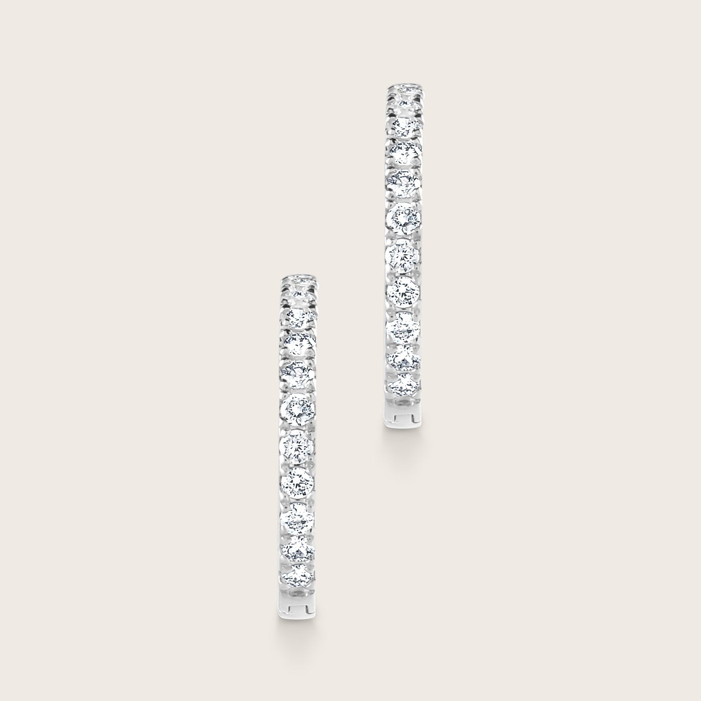 14k Gold Lab Grown Diamond Half Pavé Hoop Earrings