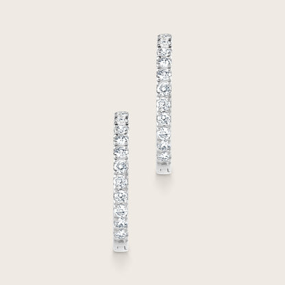 14k Gold Lab Grown Diamond Half Pavé Hoop Earrings
