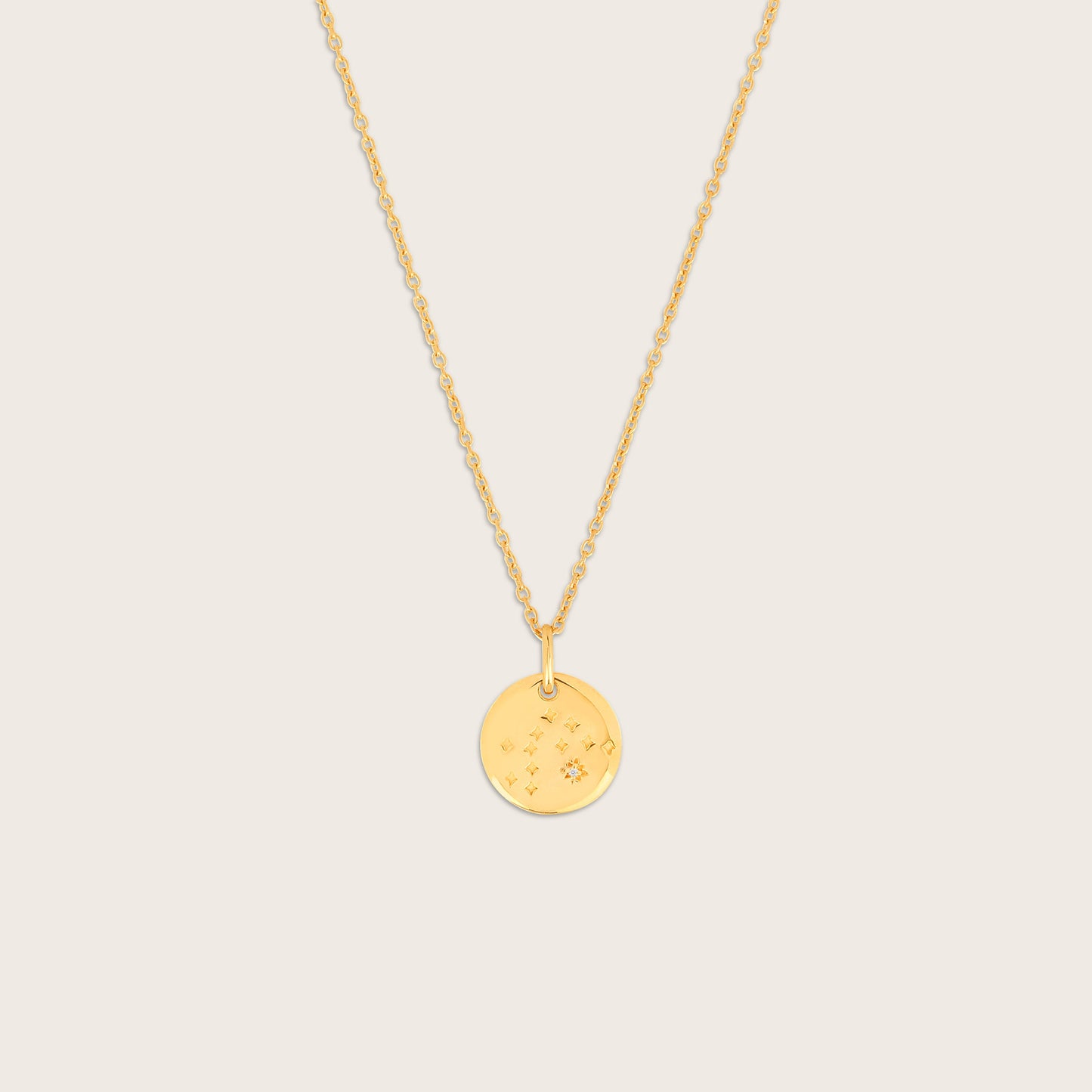 18k Gold Vermeil White Sapphire Zodiac Pendant Necklace