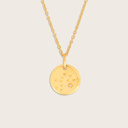 18k Gold Vermeil White Sapphire Zodiac Pendant Necklace