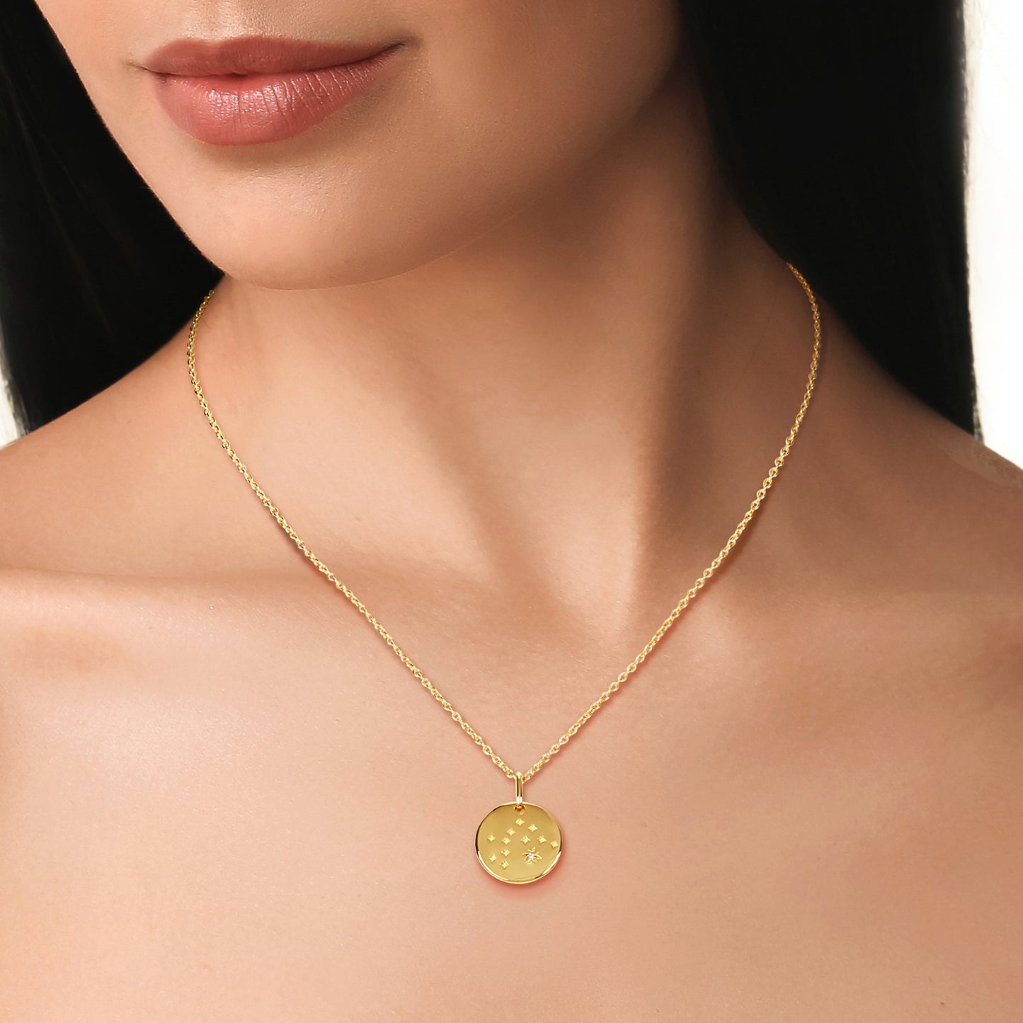 18k Gold Vermeil White Sapphire Zodiac Pendant Necklace