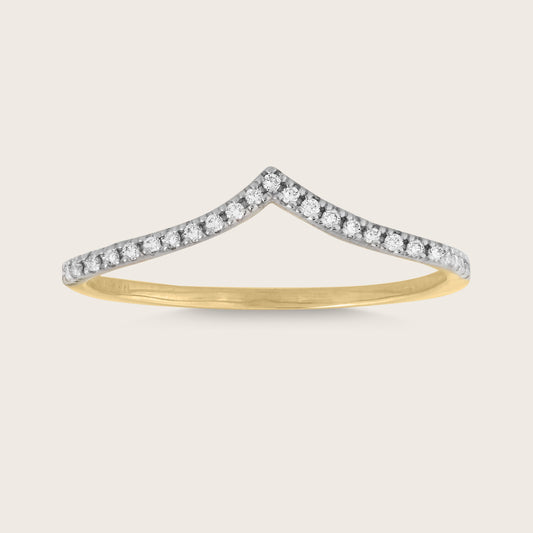 14k Yellow Gold Pavé Lab Grown Diamond Wishbone Stacking Ring