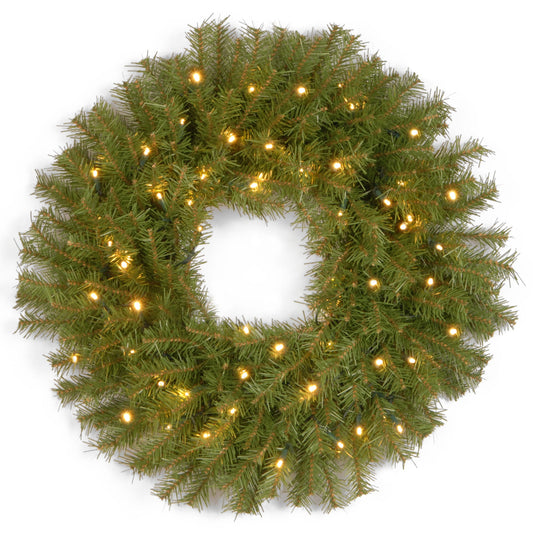 24 in. Pre-Lit Norwood Fir Wreath with Twinkly LED Lights, Plug-In