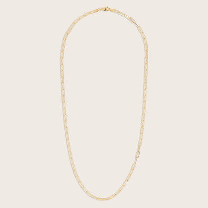 14k Yellow Gold Paperclip Chain Link Necklace