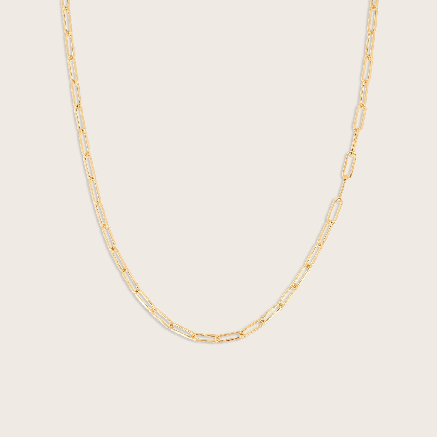 14k Yellow Gold Paperclip Chain Link Necklace