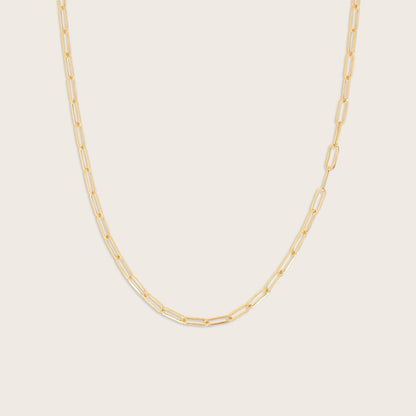 14k Yellow Gold Paperclip Chain Link Necklace