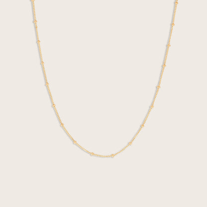 14k Yellow Gold Station Bead Chain Necklace