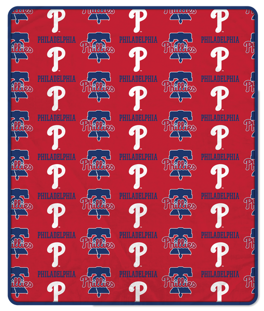 Philadelphia Phillies MLB Step & Repeat 60" X 70" Deluxe Plush Blanket - 500 Gsm