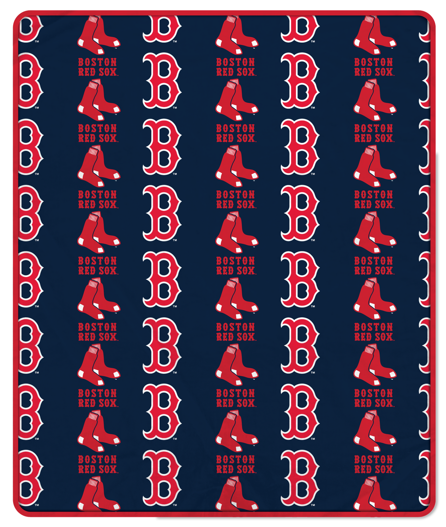 Boston Red Sox MLB Alternate Step & Repeat 60" X 70" Deluxe Plush Blanket - 500 Gsm