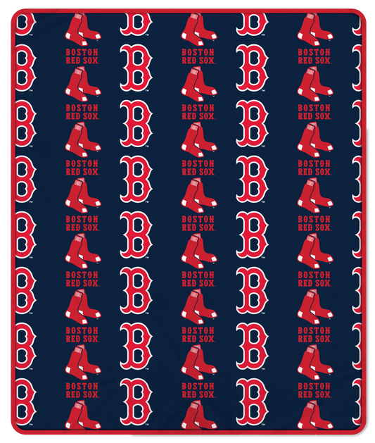 Boston Red Sox MLB Alternate Step & Repeat 60" X 70" Deluxe Plush Blanket - 500 Gsm
