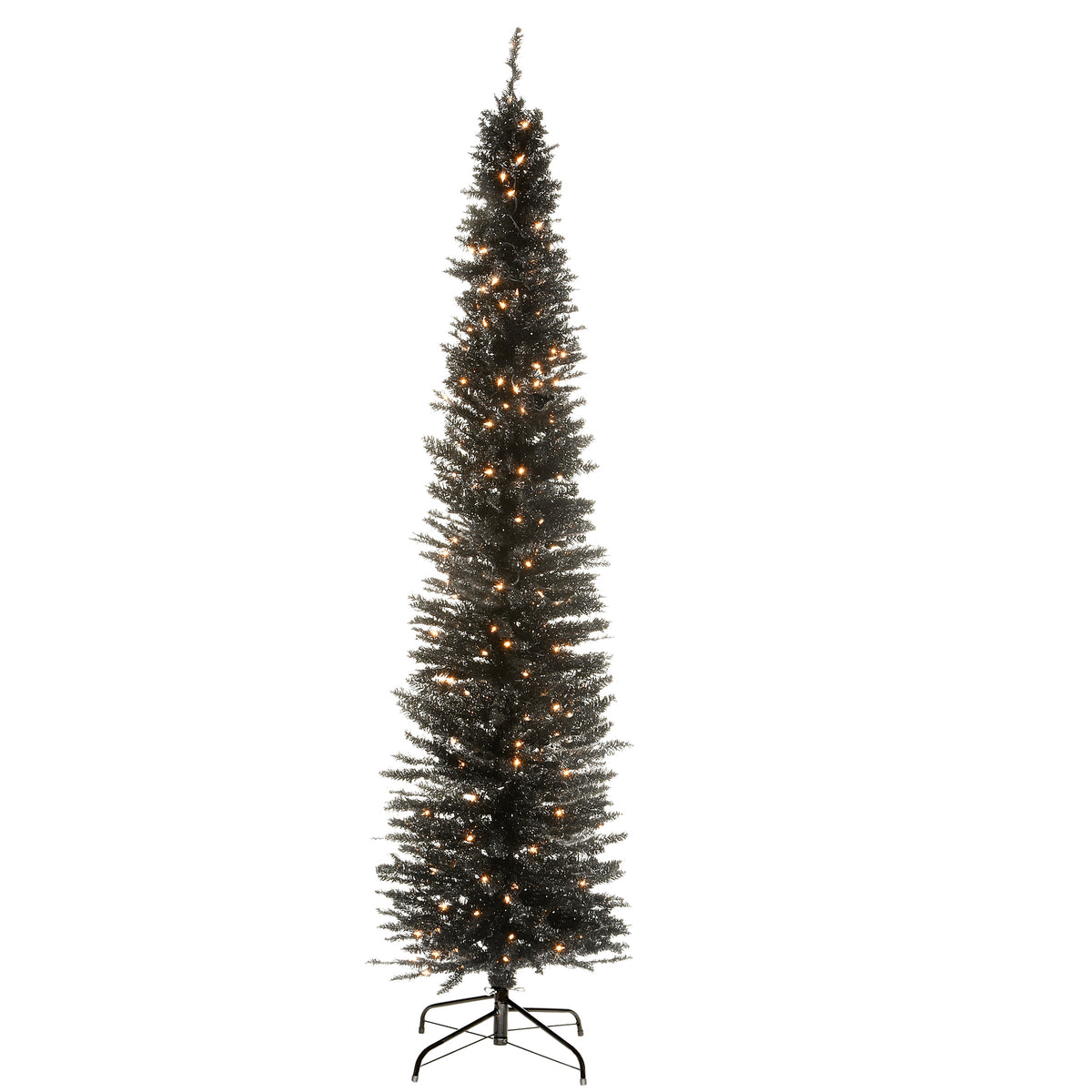 7 ft. Pre-Lit Black Tinsel Tree