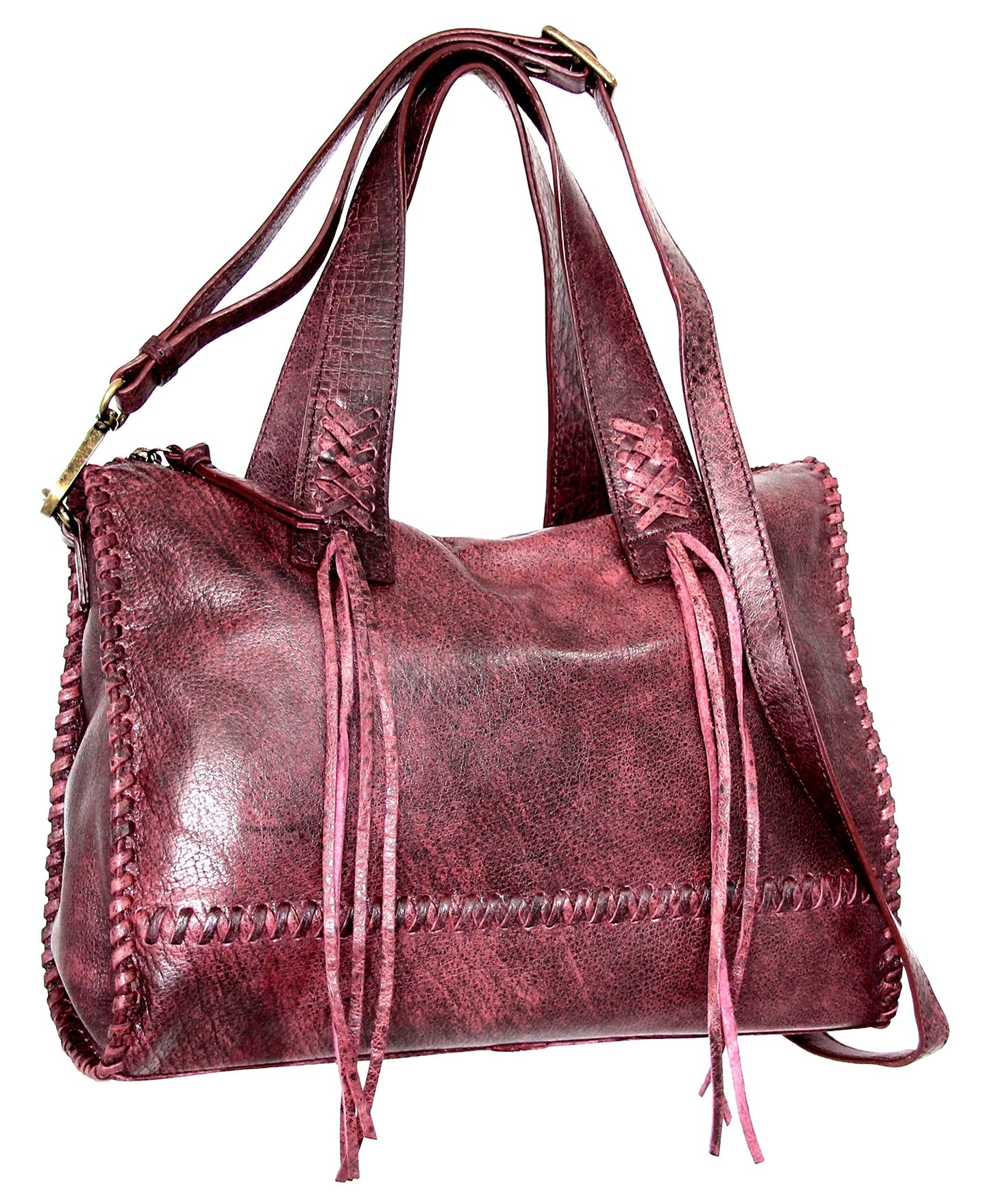 Payton Convertible Satchel in Burgundy