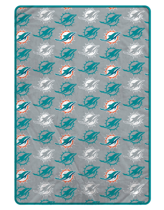Miami Dolphins NFL Team Logomania XL Blanket 66x95