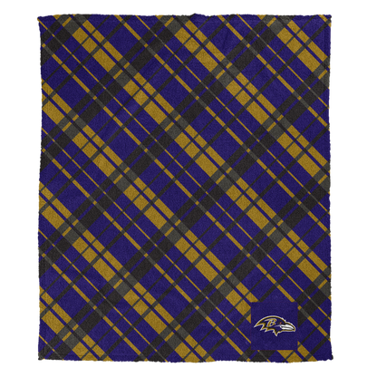 NFL Team Plaid Sherpa Logo Patch Throw