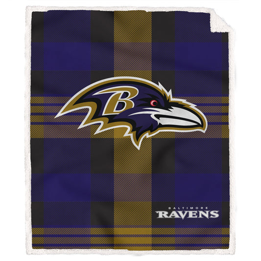Baltimore Ravens NFL Team Classic Plaid Blanket 60x70