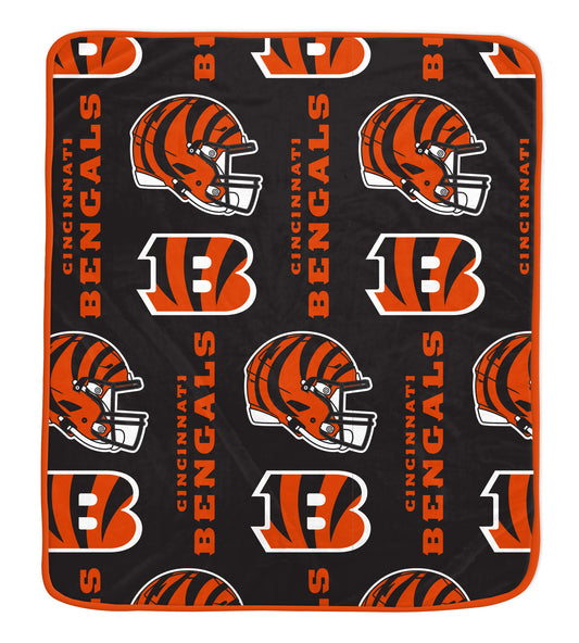 Cincinnati Bengals NFL Team Classic Logo Allover Throw 50x60