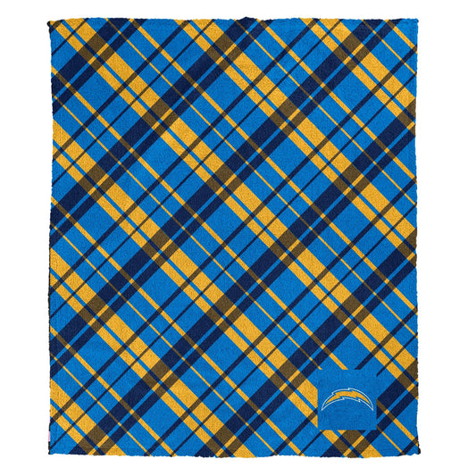 Los Angeles Chargers NFL Team Sherpa Plaid Throw 50x60
