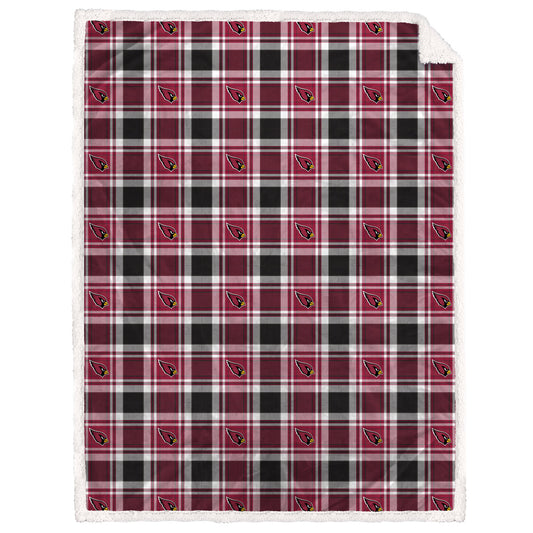 Arizona Cardinals NFL Team Sherpa Plaid Blanket 60x90