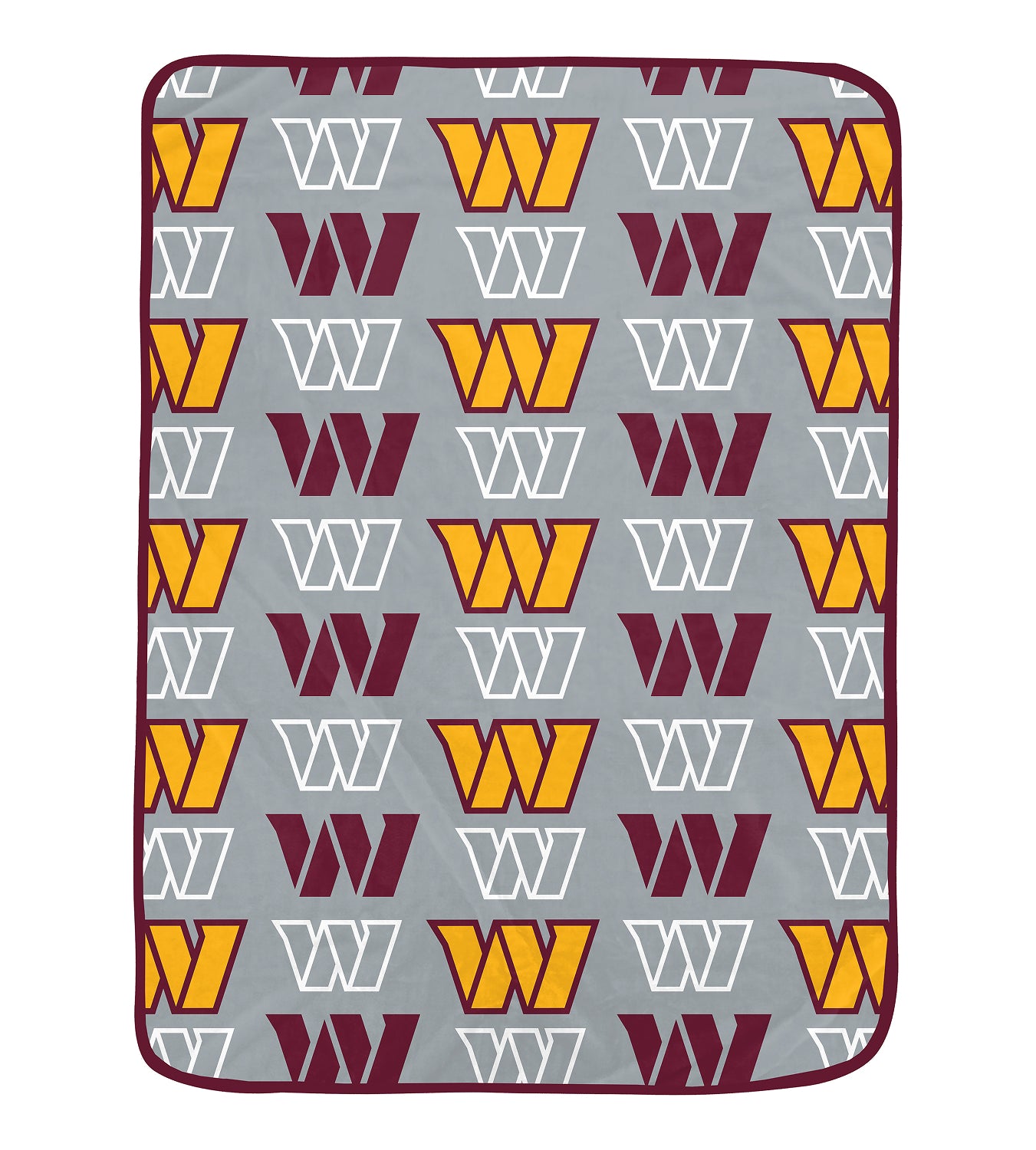 Commanders blanket with patterned design on a gray background