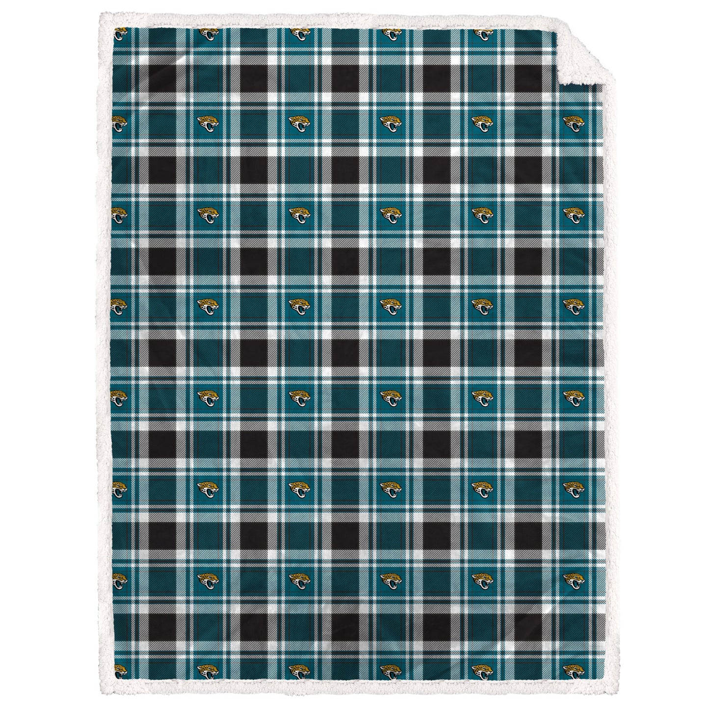 Jacksonville Jaguars NFL Team Sherpa Plaid Blanket 60x90