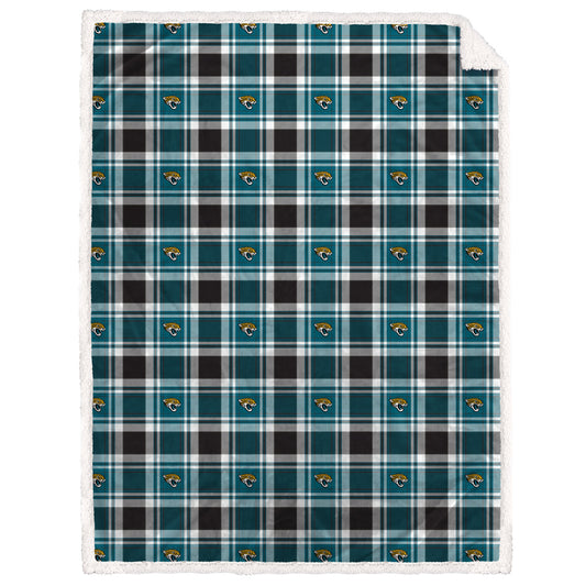 Jacksonville Jaguars NFL Team Sherpa Plaid Blanket 60x90