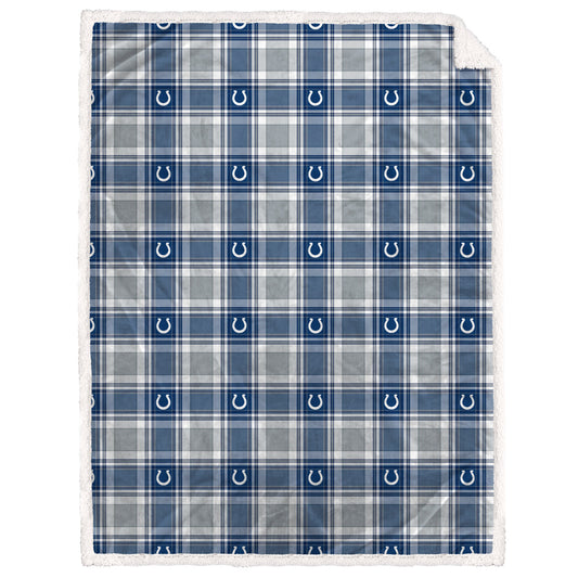 Indianapolis Colts NFL Team Sherpa Plaid Blanket 60x90