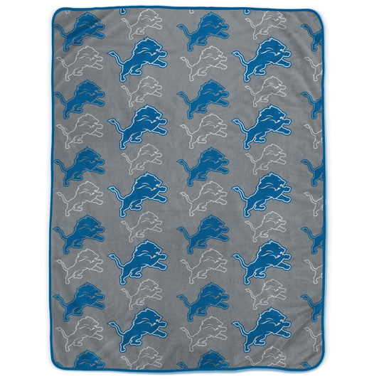 Detroit Lions NFL Team Logomania XL Blanket 66x95