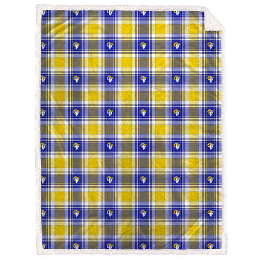 Los Angeles Rams NFL Team Sherpa Plaid Blanket 60x90