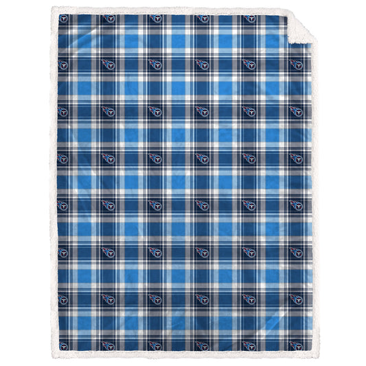 Tennessee Titans NFL Team Sherpa Plaid Blanket 60x90