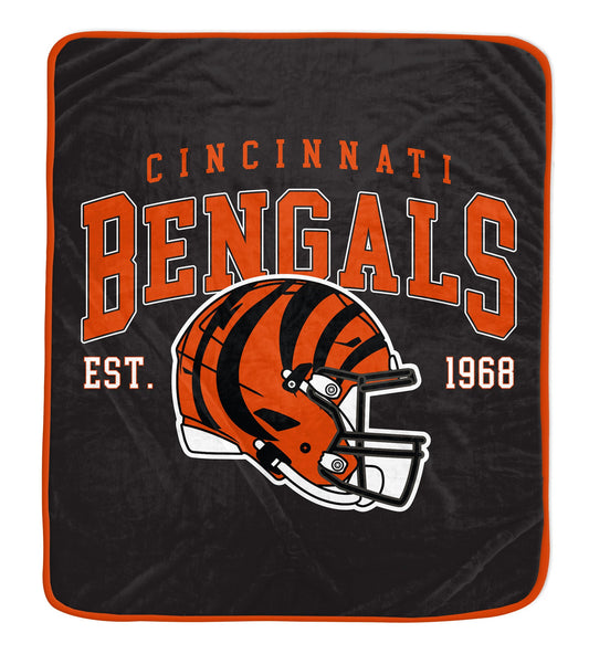 Cincinnati Bengals NFL Team Vintage Helmet Cozy Throw 50x60