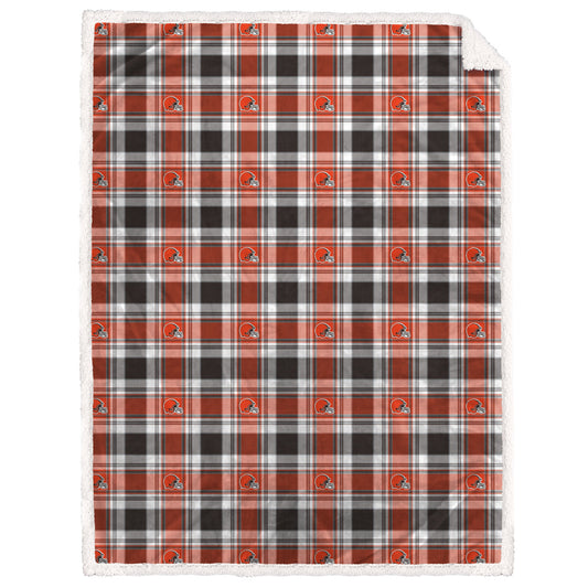 Cleveland Browns NFL Team Sherpa Plaid Blanket 60x90
