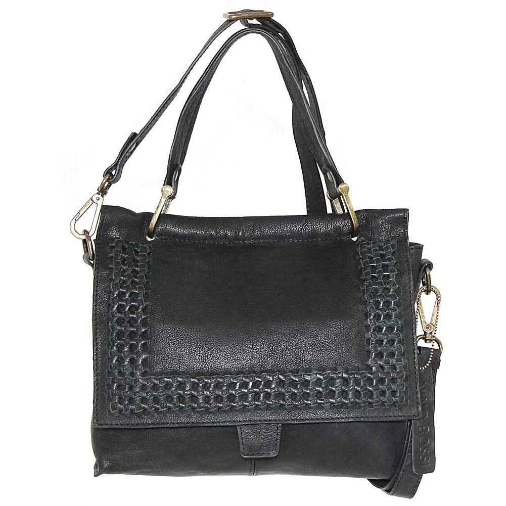 Alexis Leather Satchel in Black