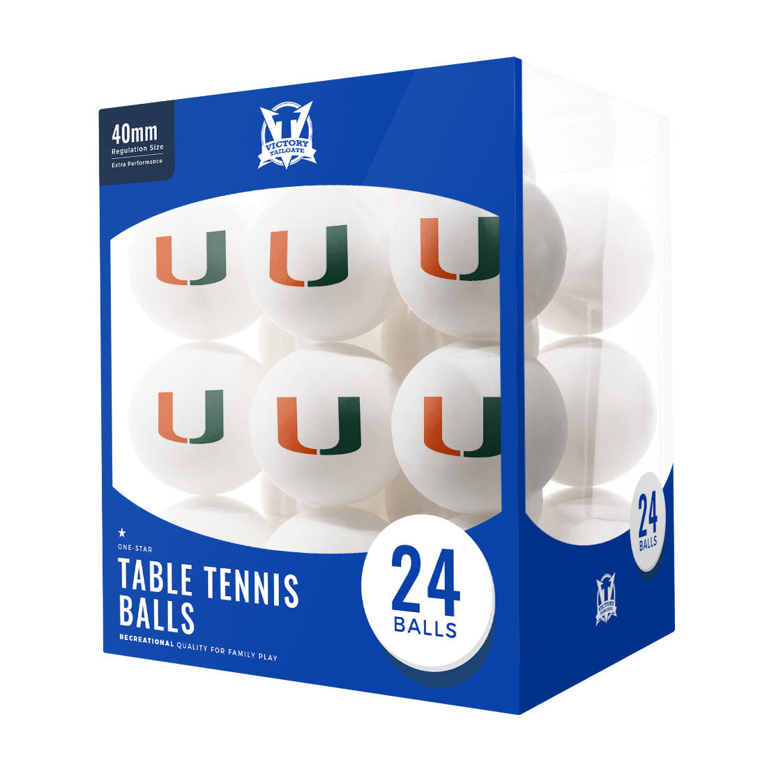 Miami Hurricanes Ping Pong Balls (24-Pack)